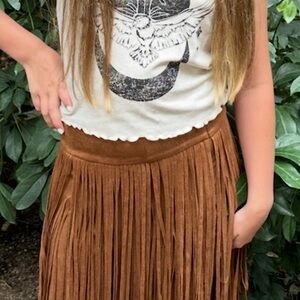 Joyfolie Brown Fringe Skirt